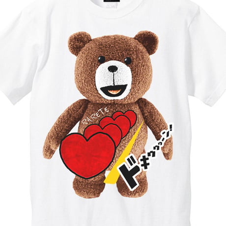 RARETE (ラルテ)   テディベア ハート ドキゥゥゥーン！  Tシャツ ホワイト
