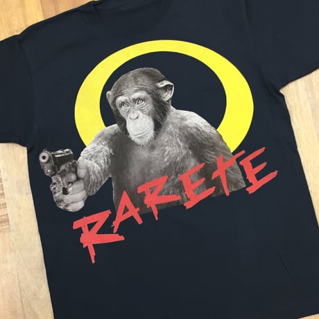 RARETE (ラルテ)   チンパンジー 拳銃   Tシャツ  ブラック  Tシャツ 星柄 star