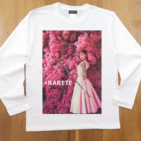 RARETE (ラルテ) Hepburn pink flower   ホワイト  長袖Tシャツ
