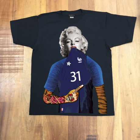 RARETE (ラルテ)    マリリンモンロー トラ フランス  Tシャツ ブラック   星柄 star