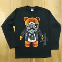 RARETE (ラルテ) テディベア ドクロ Tシャツ ブラック  長袖 Tシャツ 星柄 star（Bandana）