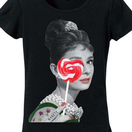 RARETE (ラルテ)   Hepburn キャンディー ハート  Tシャツ  ブラック  星柄 star (レディース）