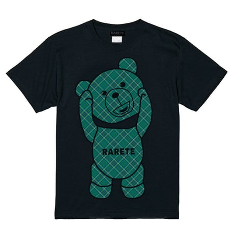 RARETE (ラルテ)  テディベア チェック グリーン  Tシャツブラック