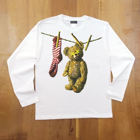 RARETE (ラルテ)  洗濯された！ テディベア   ホワイト  長袖Tシャツ