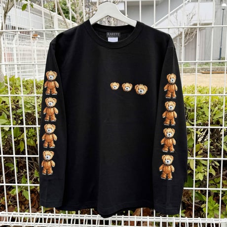 RARETE (ラルテ) テディベア 8bit 首取れた 増量中だよ！　長袖Tシャツ ブラック　ロンT