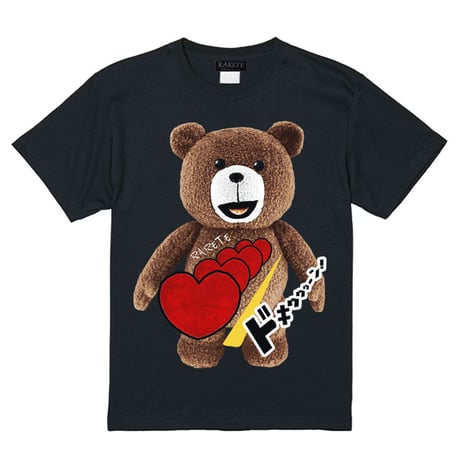 RARETE (ラルテ)   テディベア ハート ドキゥゥゥーン！  Tシャツ ブラック