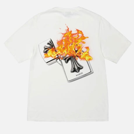 RARETE (ラルテ) バックプリント Zippoライター 炎 Tシャツ
