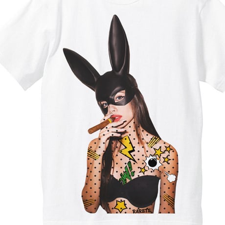 RARETE (ラルテ)    バニー 葉巻 アメコミ　Tシャツ  ホワイト