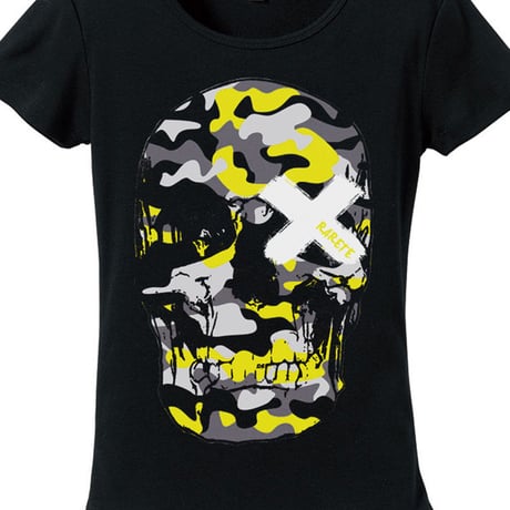 RARETE (ラルテ)  ドクロ 迷彩 イエロー   Tシャツ ブラック  星柄 star (レディース）