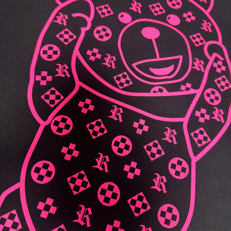 RARETE (ラルテ) テディベア Teddy bear モノグラム Tシャツ ネオンピンク 蛍光ピンク
