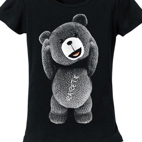 RARETE (ラルテ)   テディベア　首とれた   Tシャツ  ブラック  星柄 star (レディース）