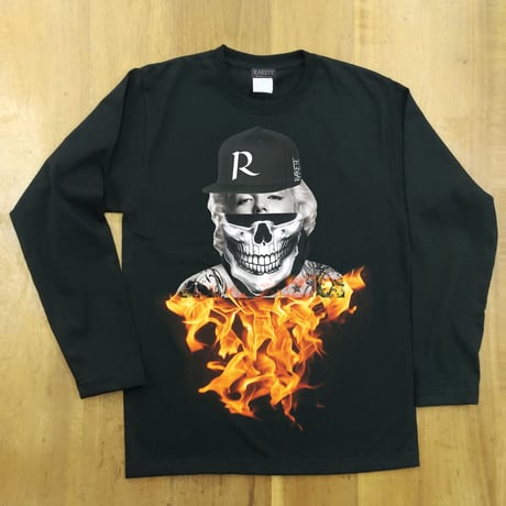 RARETE (ラルテ)  マリリンモンロー キャップ 炎 ドクロ　ブラック  長袖Tシャツ