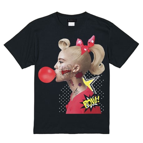 RARETE (ラルテ)   ガール　ガム  アメコミ  Tシャツ ブラック