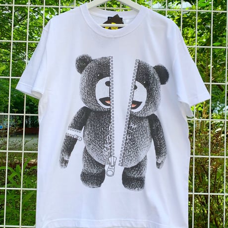 RARETE (ラルテ) ZIP テディベア ファスナー （グレイ）Tシャツ ホワイト