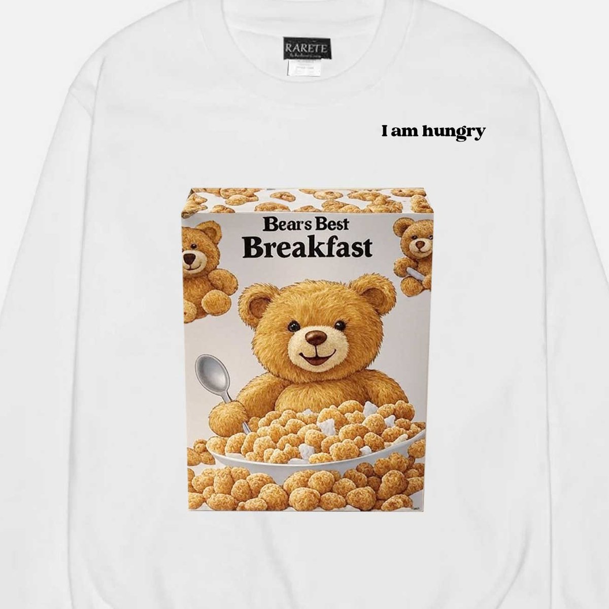RARETE (ラルテ) テディベア 朝食シリアル I am hungry トレーナー |
