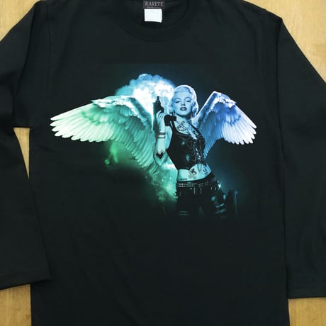 RARETE (ラルテ) マリリンモンロー 天使グラデーション　長袖Tシャツ ブラック　ロンT
