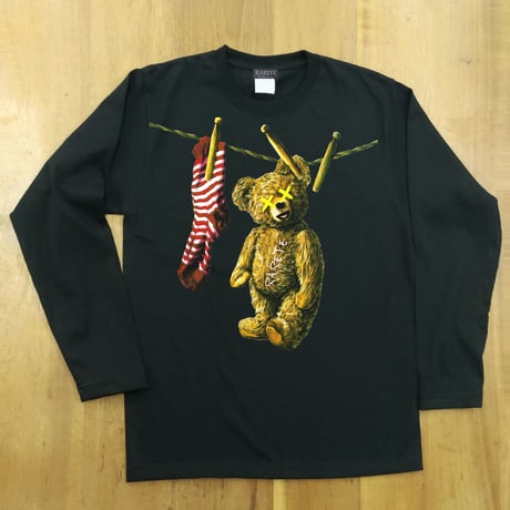 RARETE (ラルテ)  洗濯された！ テディベア   ブラック  長袖Tシャツ