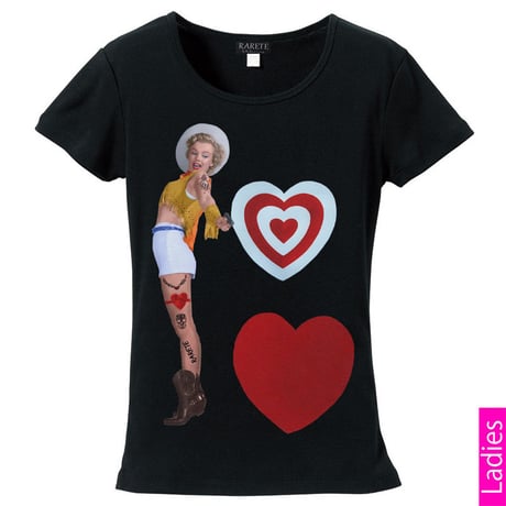 RARETE (ラルテ)   マリリンモンロー ハート カウボーイ　 Tシャツ  ブラック  星柄 star (レディース）