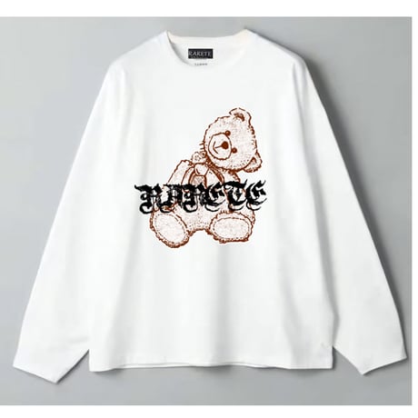 RARETE (ラルテ) テディベア 首とれた V002　長袖Tシャツ ホワイト　ロンT   ロングスリーブ