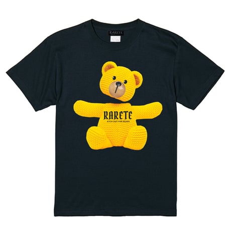 RARETE (ラルテ)  テディベア イエロー WATCH OUT FOR BEARS  Tシャツ ブラック