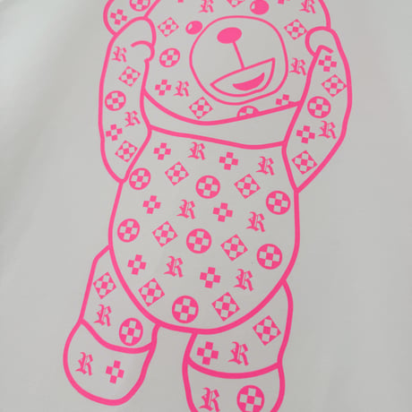 RARETE (ラルテ) テディベア Teddy bear モノグラム Tシャツ ネオンピンク 蛍光ピンク