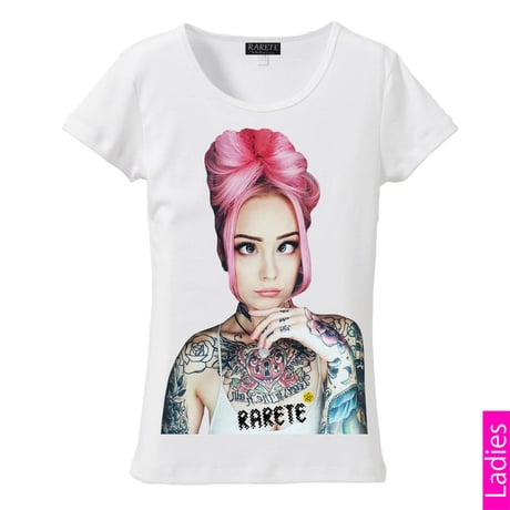 RARETE (ラルテ)   girl　Eye　Tatoo  Tシャツ ホワイト  星柄 star (レディース）