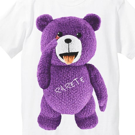 RARETE (ラルテ)  テディベア  あっかんベー！【紫色】 Tシャツ ホワイト
