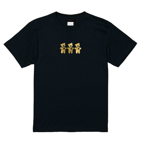 RARETE (ラルテ)  テディベア  ゴールド 3 animals Tシャツ ブラック