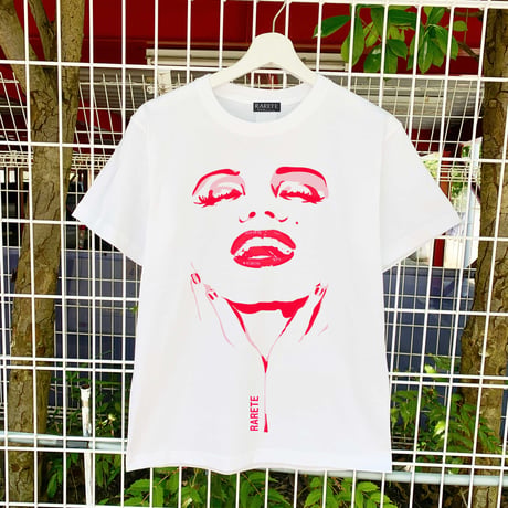 RARETE (ラルテ)   マリリンモンロー シルエット ポーズ ピンク  Tシャツ ホワイト