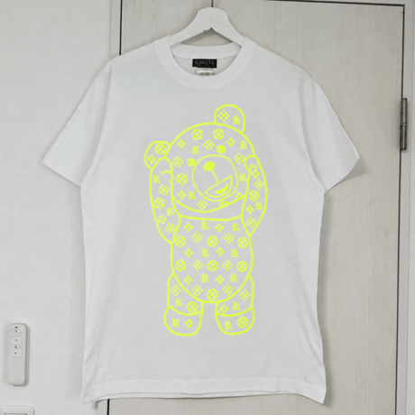 RARETE (ラルテ) テディベア Teddy bear モノグラム Tシャツ ネオンイエロー 蛍光イエロー