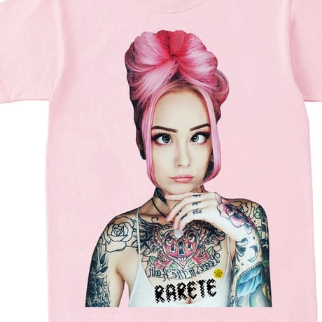 RARETE (ラルテ)    girl　Eye　Tatoo　Tシャツ  ライトピンク