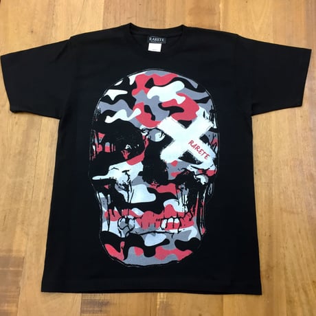 RARETE (ラルテ)    ドクロ   迷彩  レッド Tシャツ ブラック  Tシャツ 星柄 star