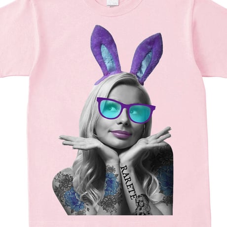 RARETE (ラルテ)    バニー タトゥー サングラス　Tシャツ  ライトピンク