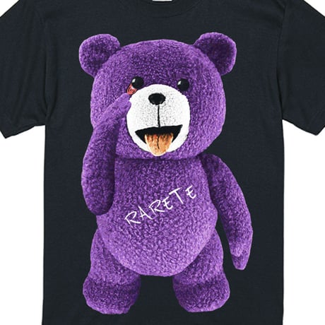 RARETE (ラルテ)  テディベア あっかんベー！【紫色】 Tシャツ ブラック