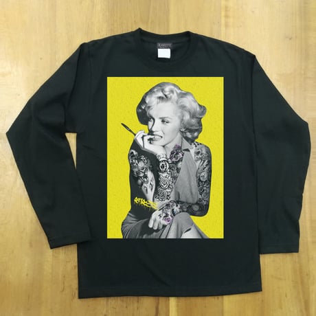 RARETE (ラルテ)  マリリンモンロー Tatto イエローブラック  長袖Tシャツ
