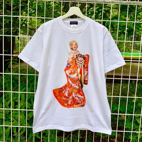 RARETE (ラルテ)   マリリンモンロー 着物 花魁 和装  Tシャツ ホワイト  星柄 star