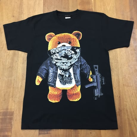RARETE (ラルテ)   テディベア ドクロ  Tシャツ  ブラック  Tシャツ 星柄 star（Bandana）