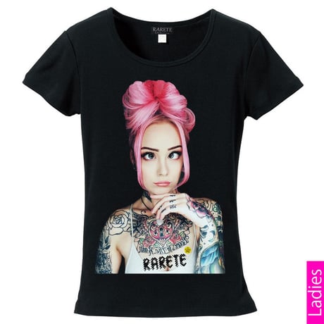 RARETE (ラルテ)   girl　Eye　Tatoo  Tシャツ ブラック  星柄 star (レディース）