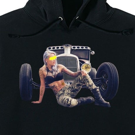 RARETE (ラルテ) 　girl　car　Tatoo　パーカーブラック