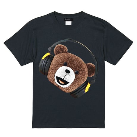 RARETE (ラルテ) ヘッドホン テディベア face  Tシャツ ブラック