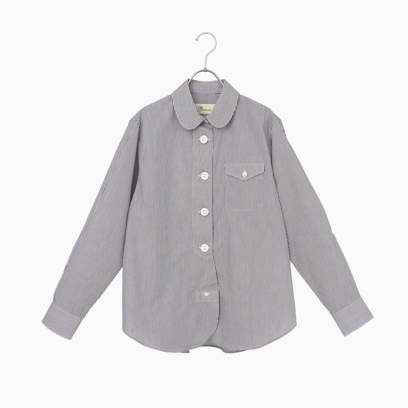 255214 ブロードストライプパラシュート釦ラウンドカラーシャツ | Manna