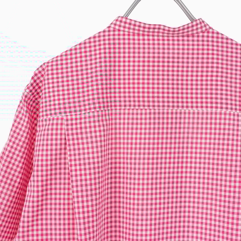 251264 ローンギンガムパラシュート釦スタンドカラーシャツ | Manna