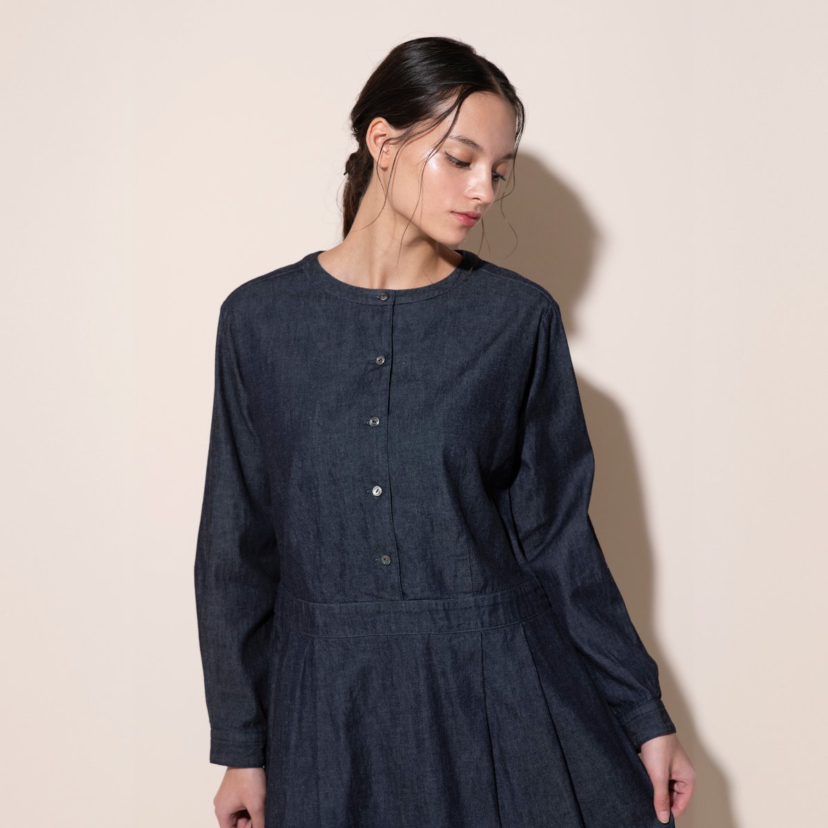 YLEVE ワンピースシャツ AMBIDEX Store △recycle OX 数字刺繍 シャツワンピース(F コン