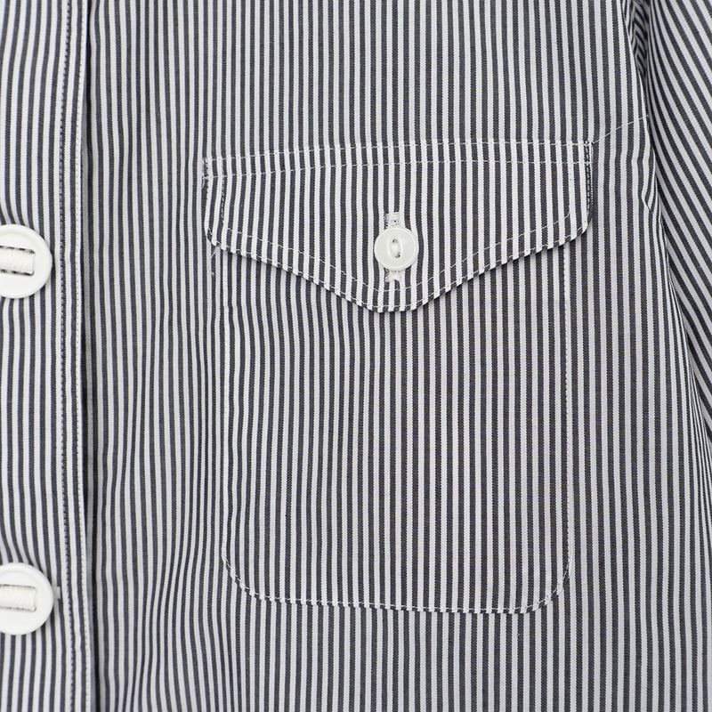 255214 ブロードストライプパラシュート釦ラウンドカラーシャツ | Manna