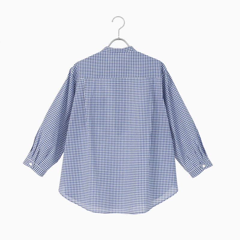 251264 ローンギンガムパラシュート釦スタンドカラーシャツ | Manna