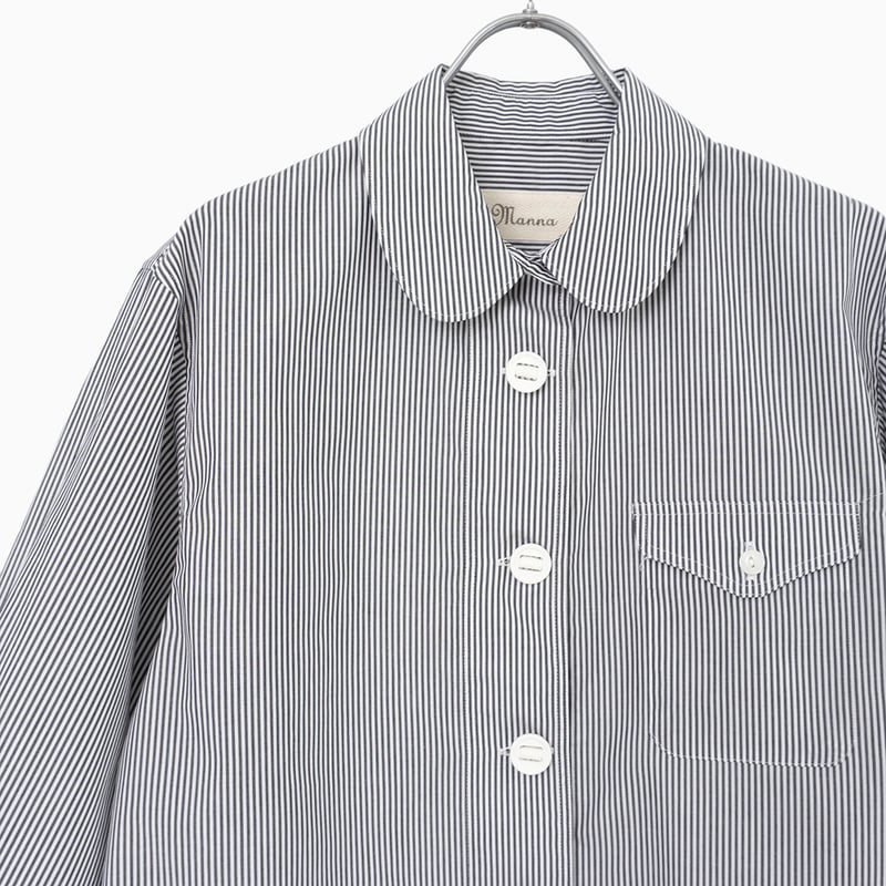 255214 ブロードストライプパラシュート釦ラウンドカラーシャツ | Manna