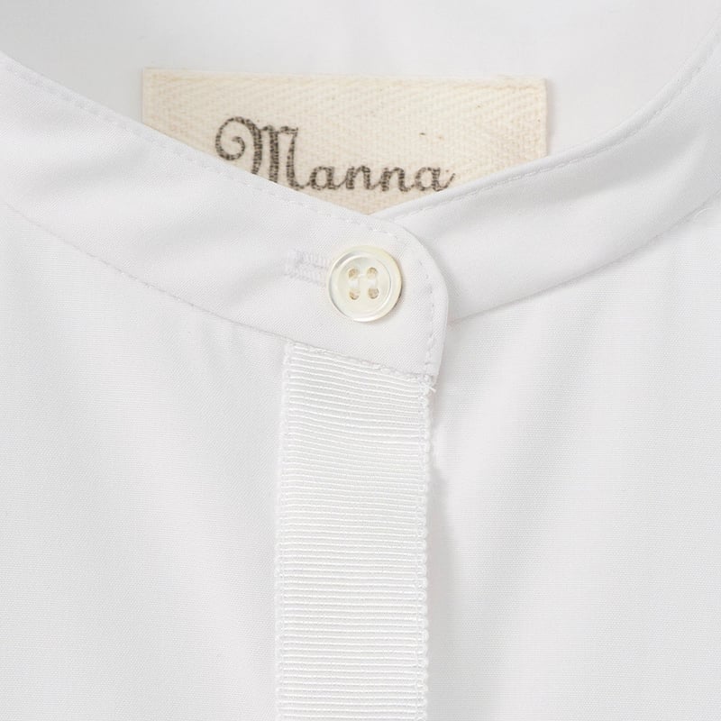 manna / 長袖シャツ/M/コットン/WHT/250144/グログランヒヨクスタンドカラーシャツ 250144 グログランヒヨクスタンドカラーシャツ | Manna
