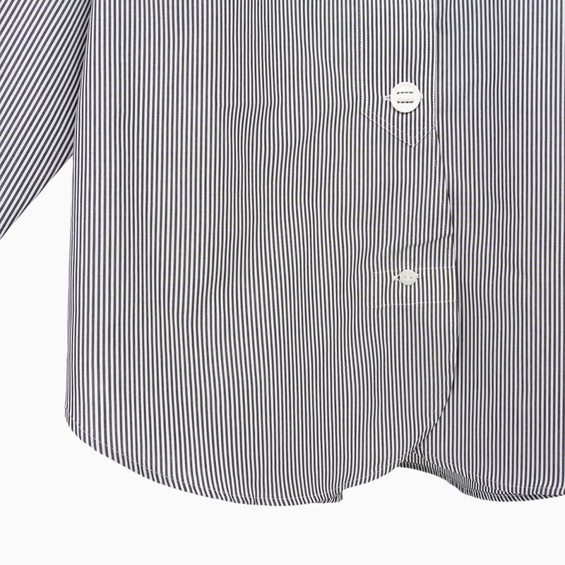 ぽんこページ 255214 ブロードストライプパラシュート釦ラウンドカラーシャツ | Manna