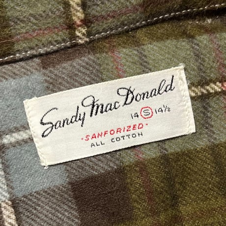 1960's Sandy Mac Donald Flannel L/S Shirt Deadstock