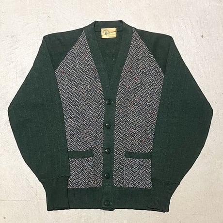 1940's STAUNTON Cotton&herringbone Tweed Cardigan